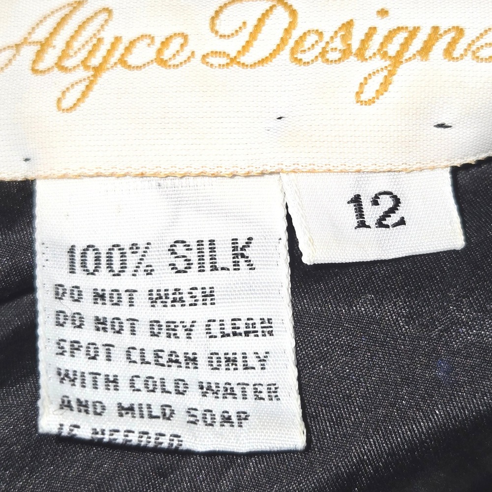 Alyce Designs VTG Gown Womens Sz 12 Black & Blue Sequin Beaded Silk Formal Dress - Picture 11 of 12